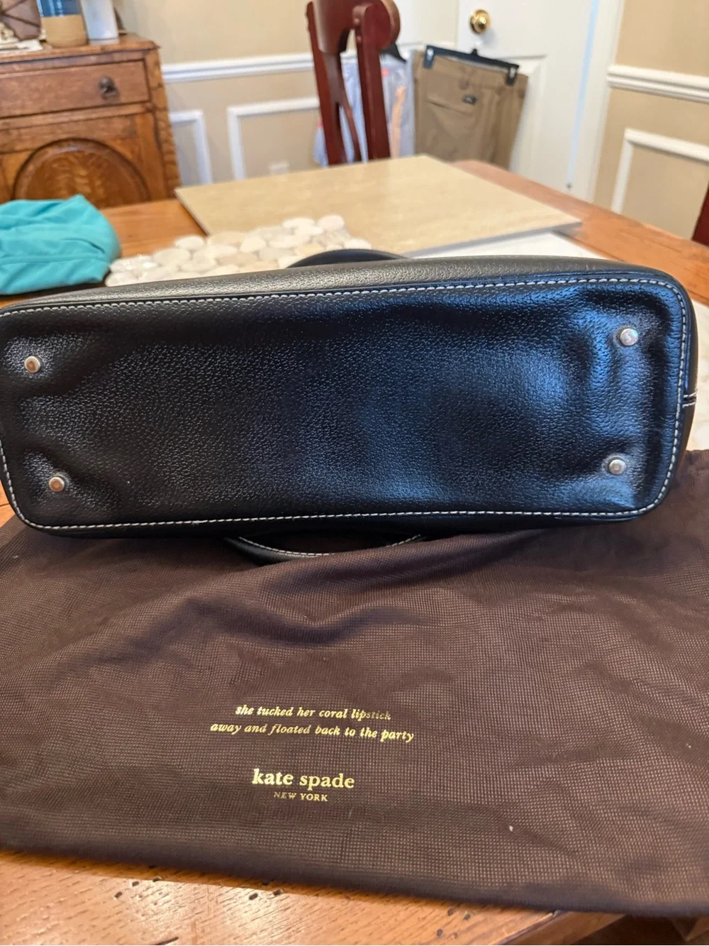 kate spade Black Pebbled Leather Dome Satchel with Silver Hardware